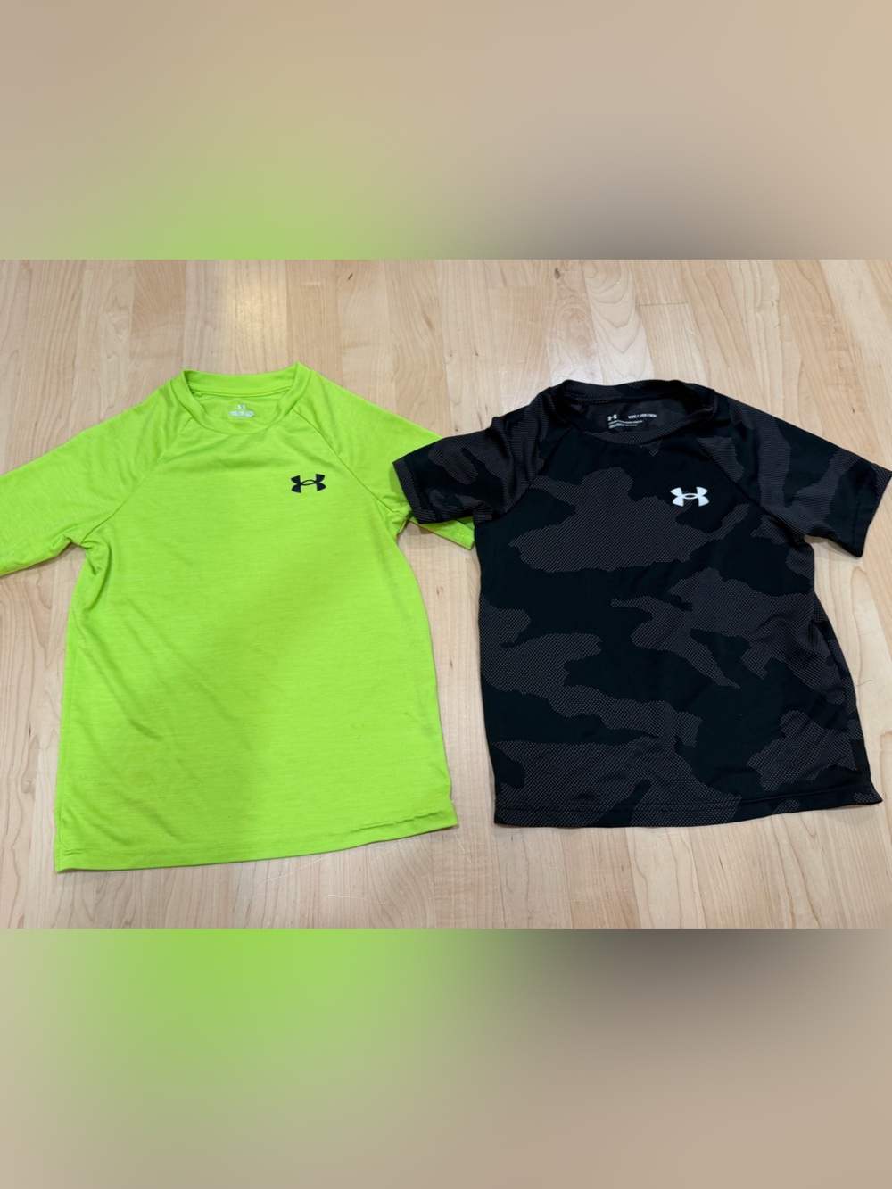 Under Armour Kids' Short Sleeve Tech Tee - Neon Green / Black Camo